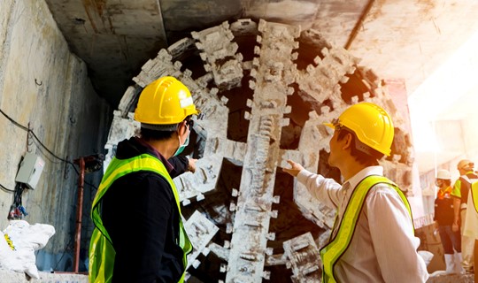 Image of engineers with tunnel boring machine