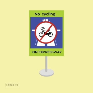Image of infographic shows signage to remind cyclists no riding on expressways