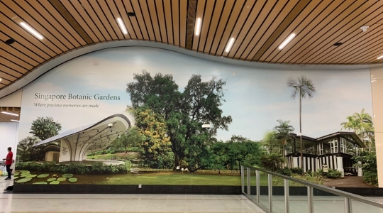 Image of a large decal at Napier MRT station, for Singapore Botanic Gardens