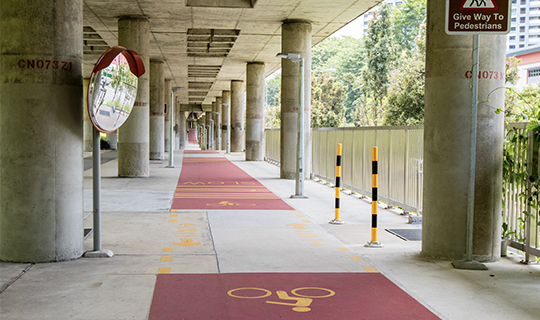 A red cycling path