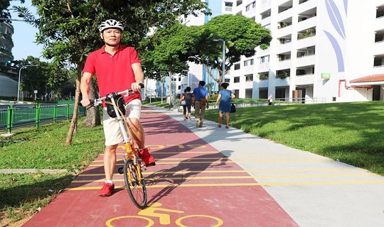 Cyclist on path