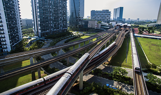 Trains at Jurong East MRT station