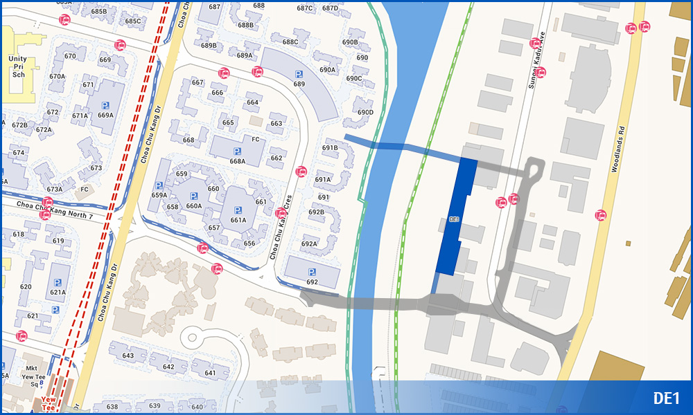 Station footprint of DE1 MRT station