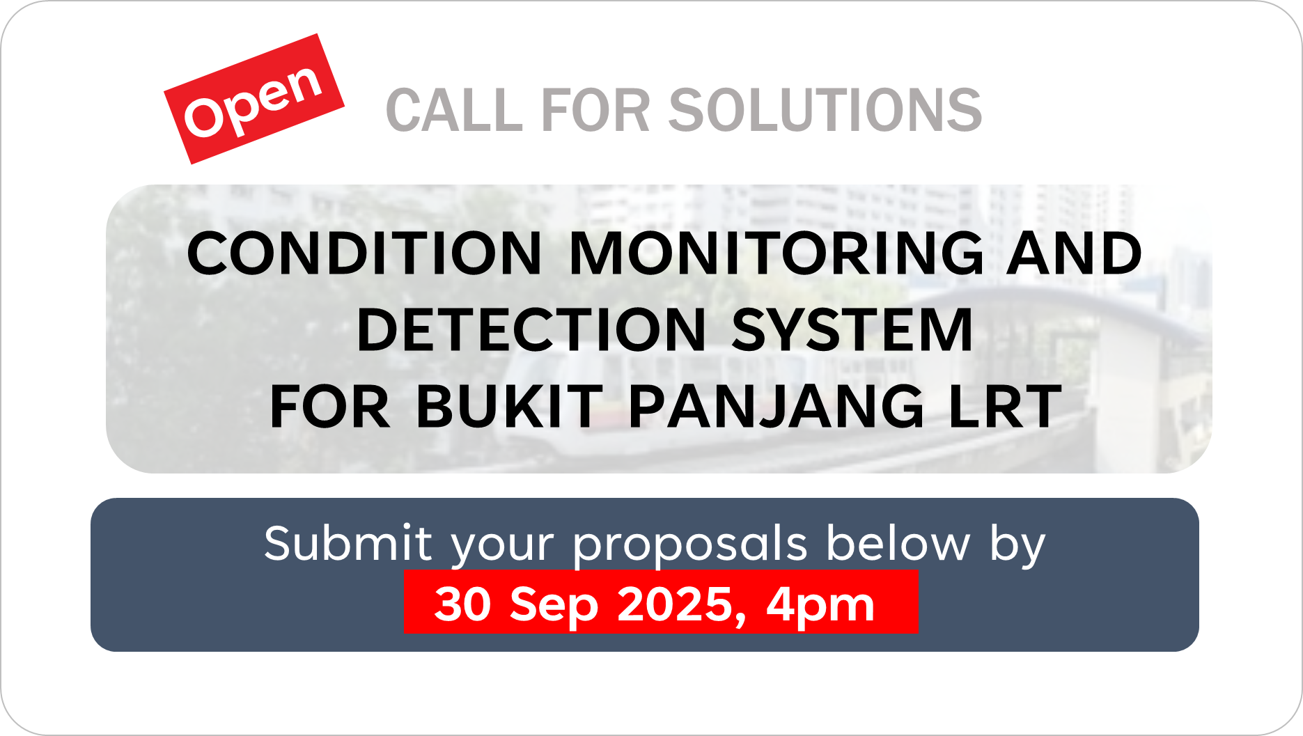 This is an image for the Call for Solutions - Condition Monitoring and Detection System for BPLRT