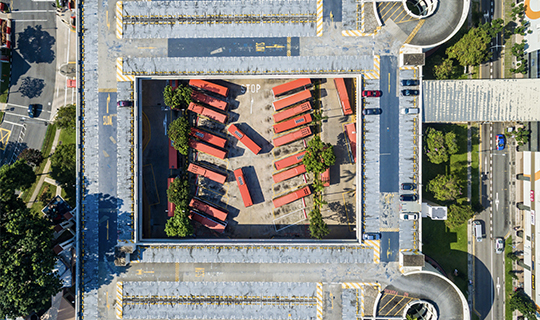 Aerial view of buses at Bishan bus interchange