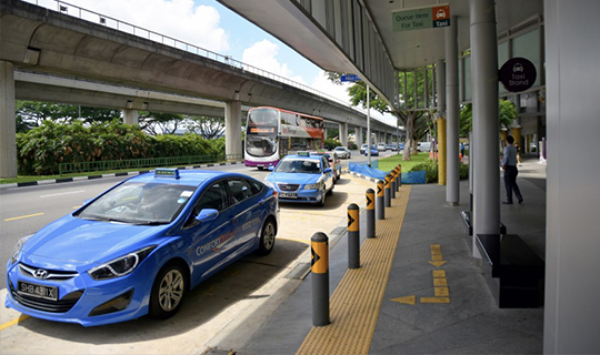 Taxis at a taxi stand