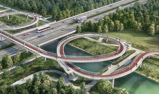 This is an artist impression of the Tampines walking & cycling town