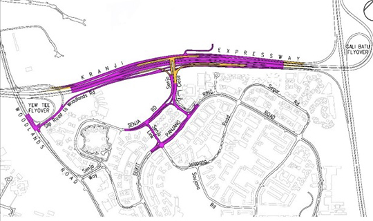This is a map depicting the Senja/KJE interchange