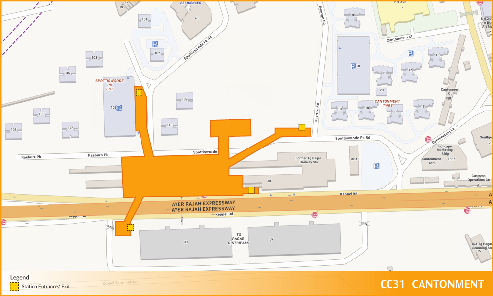 Cantonment MRT station footprint