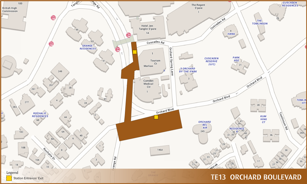 Footprint of Orchard Boulevard MRT Station