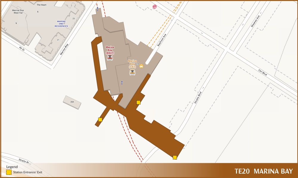 Footprint of Marina Bay MRT Station