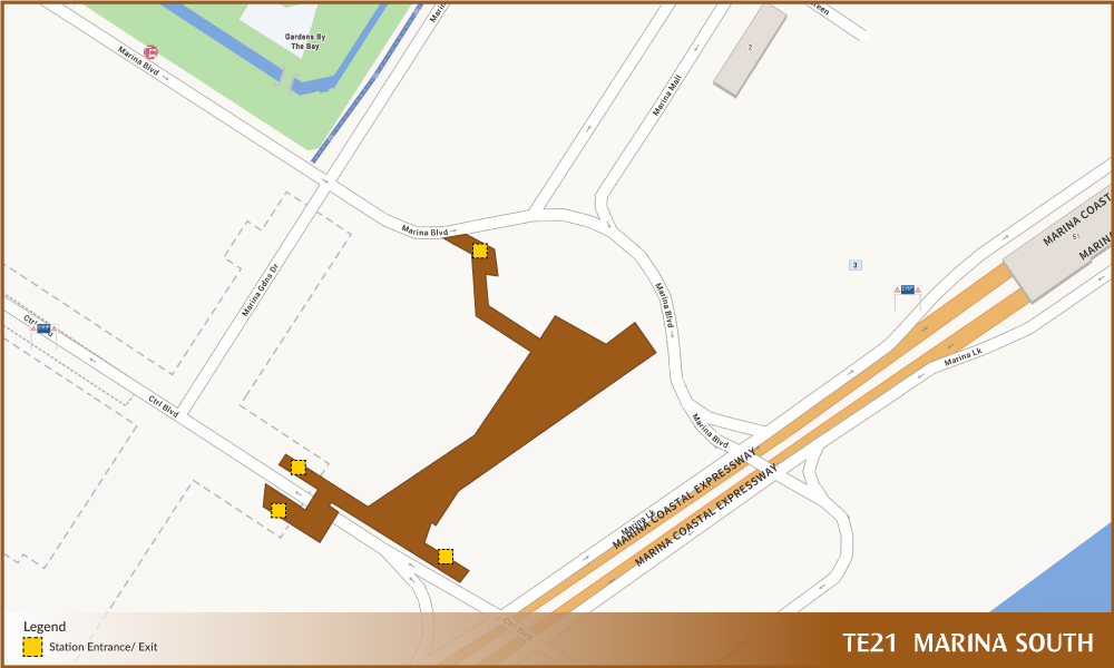 Footprint of Marina South MRT Station