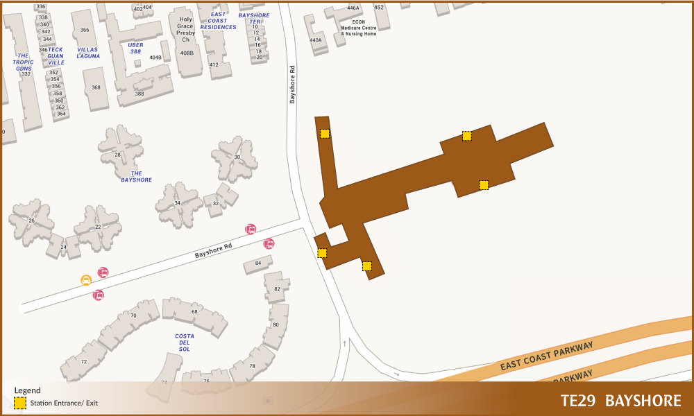 Footprint of Bayshore MRT Station