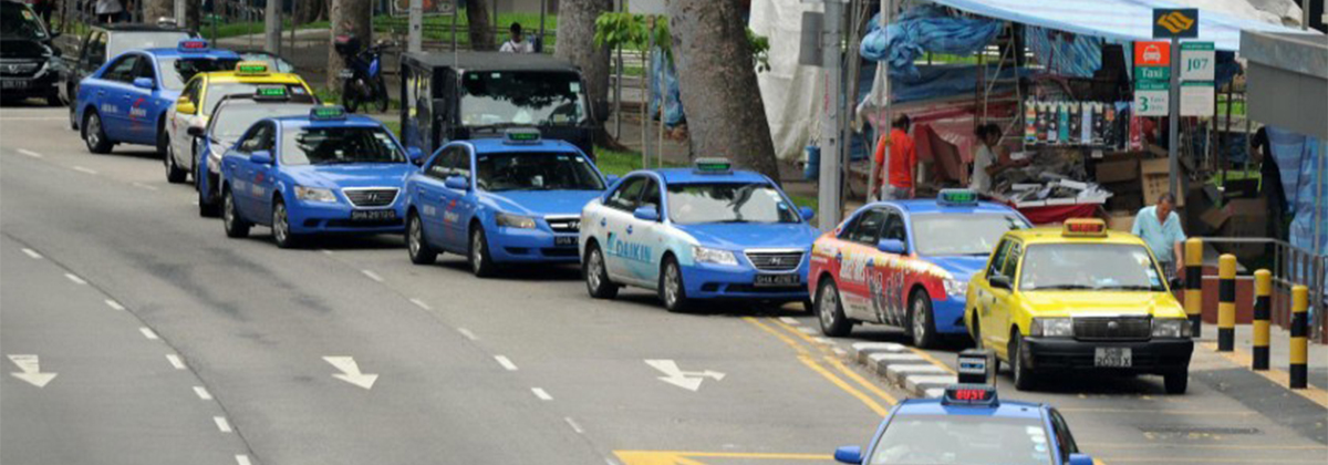 A queue at a taxi stand