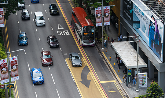 Lanes marked for buses