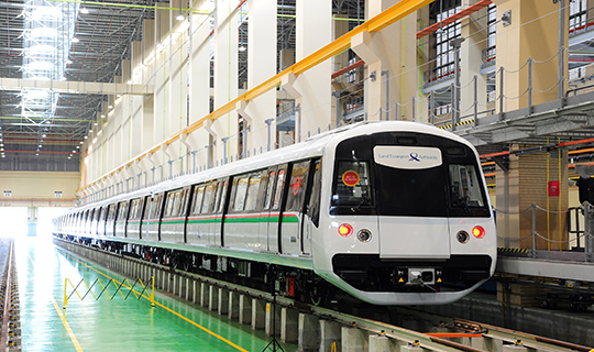 One of the new trains at Tuas Depot in 2018