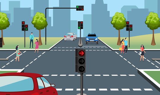 Image of cross junction traffic lights