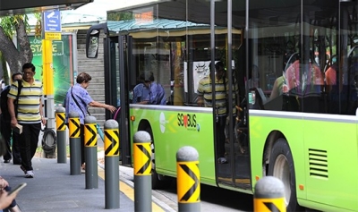 Safety bollards at bus stops