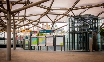 One of the exits at Marina Bay MRT station