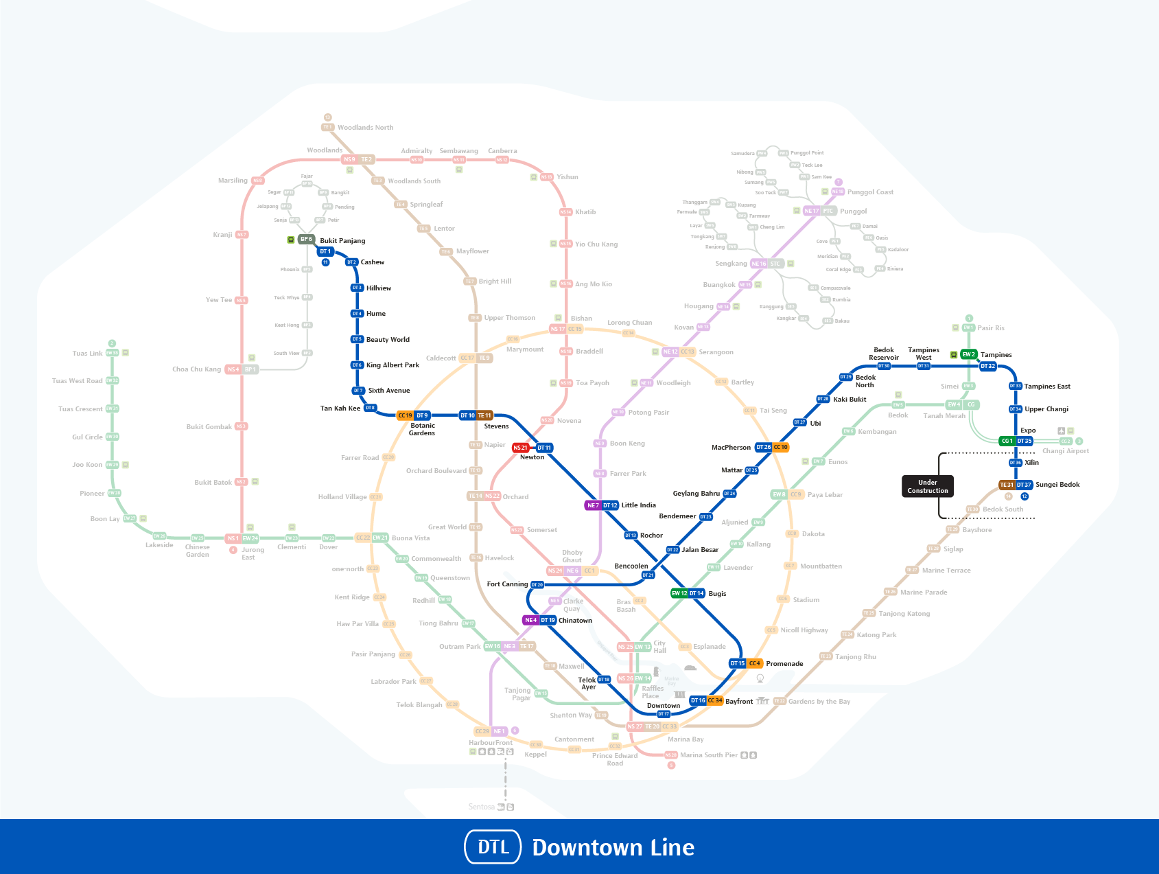 Downtown Line System Map This is the system map for Downtown Line.