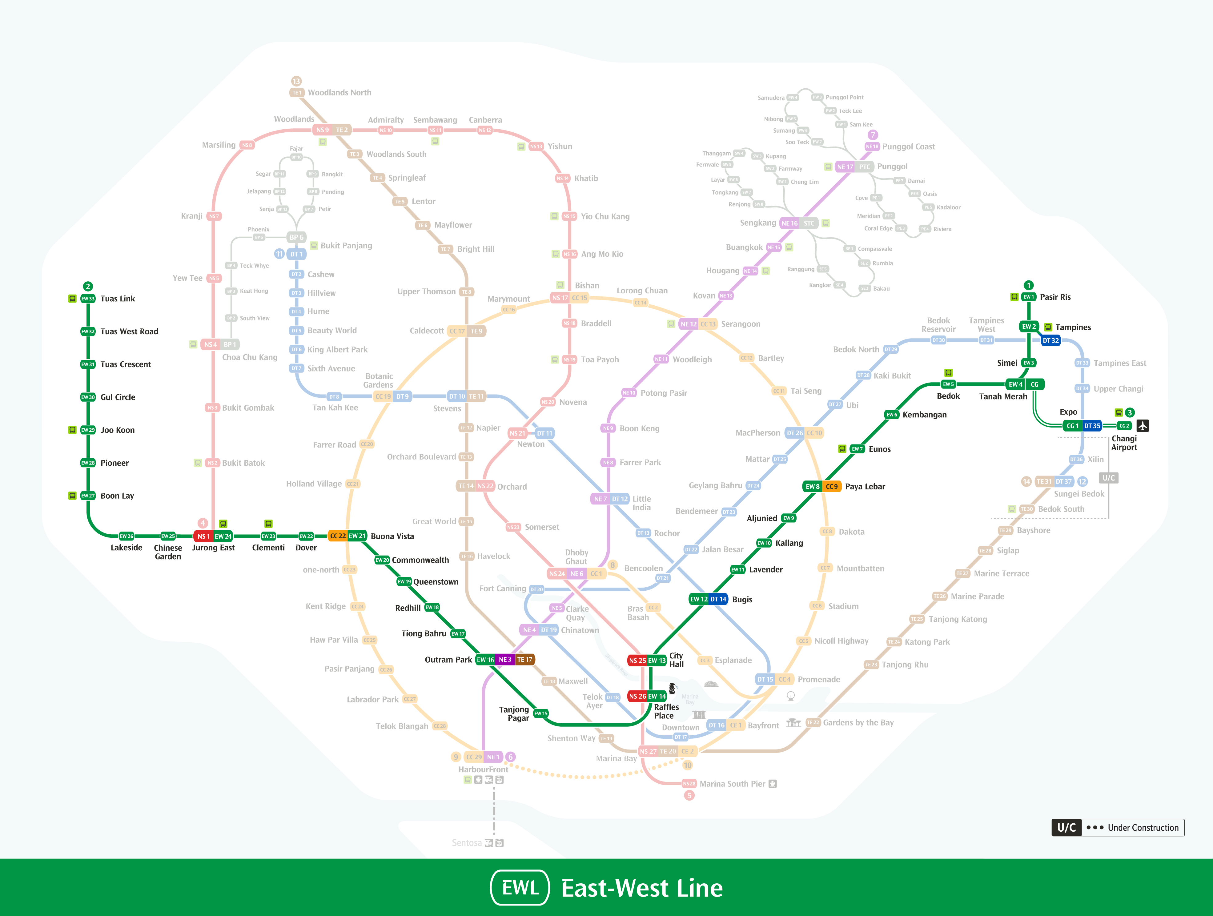 This is the system map for East-West Line.