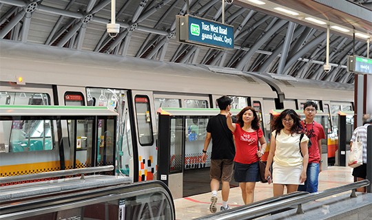 Passengers at Tuas West Road MRT station