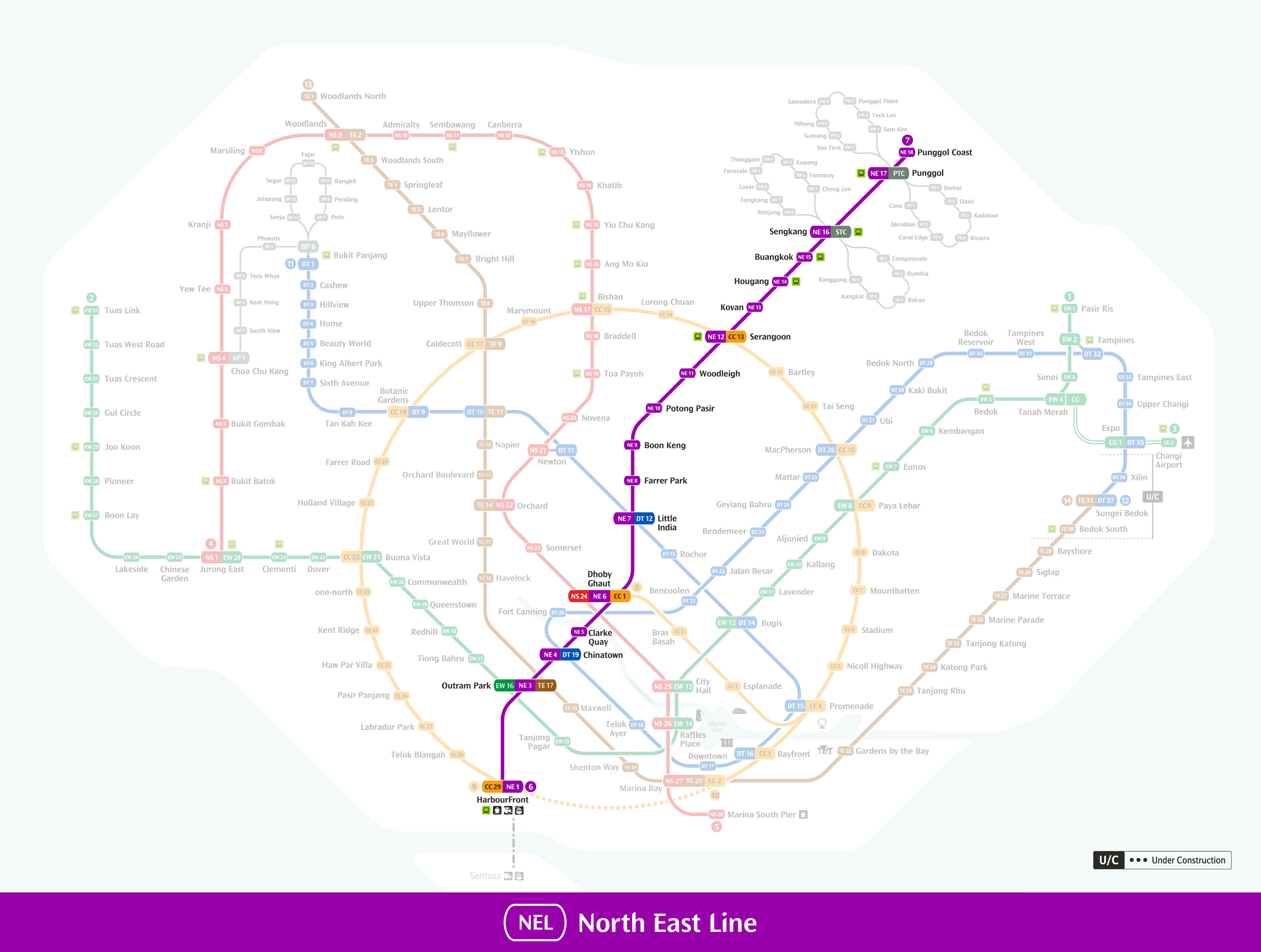 This is the system map for North East Line.