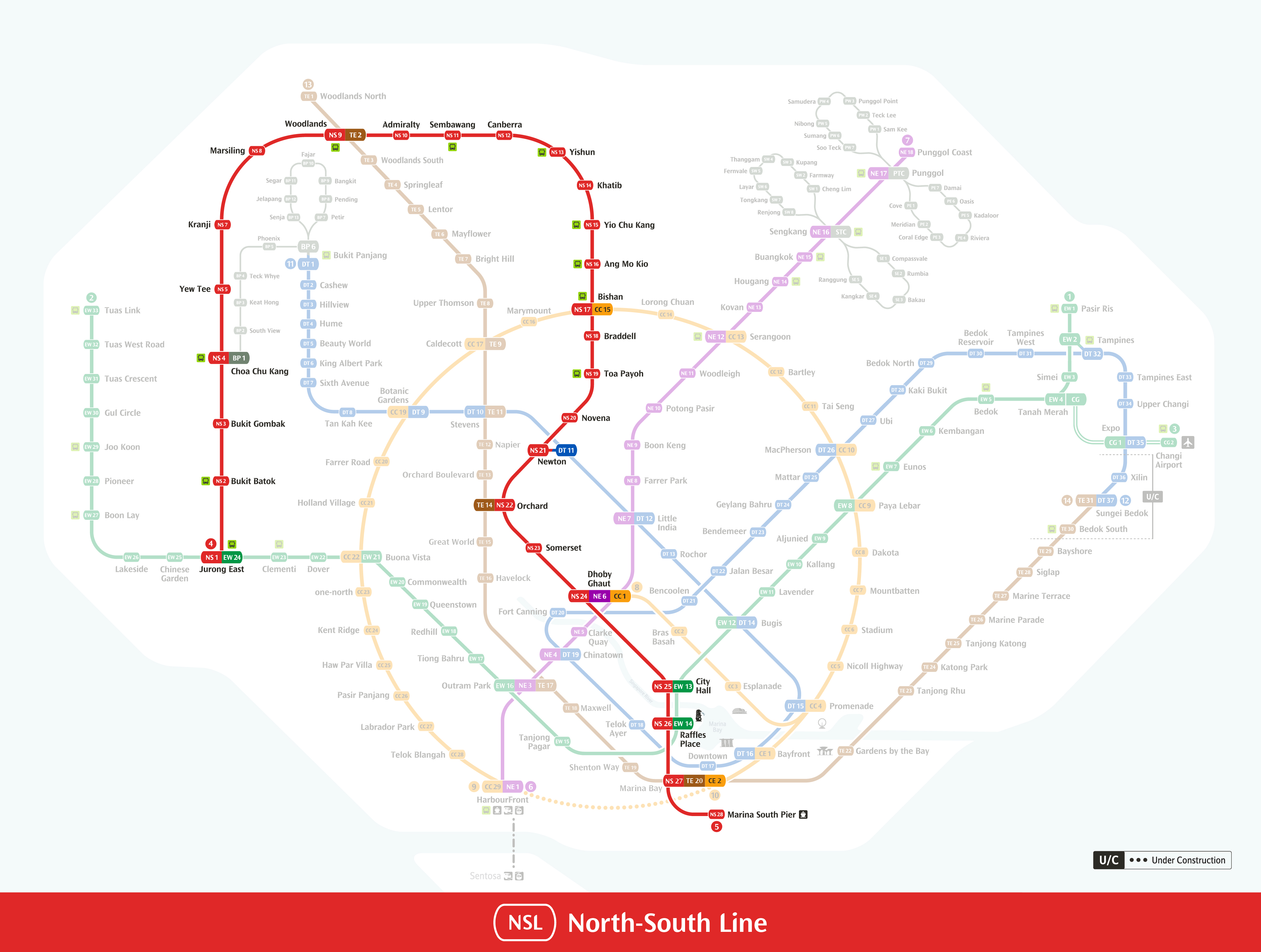 This is the system map for North-South Line.