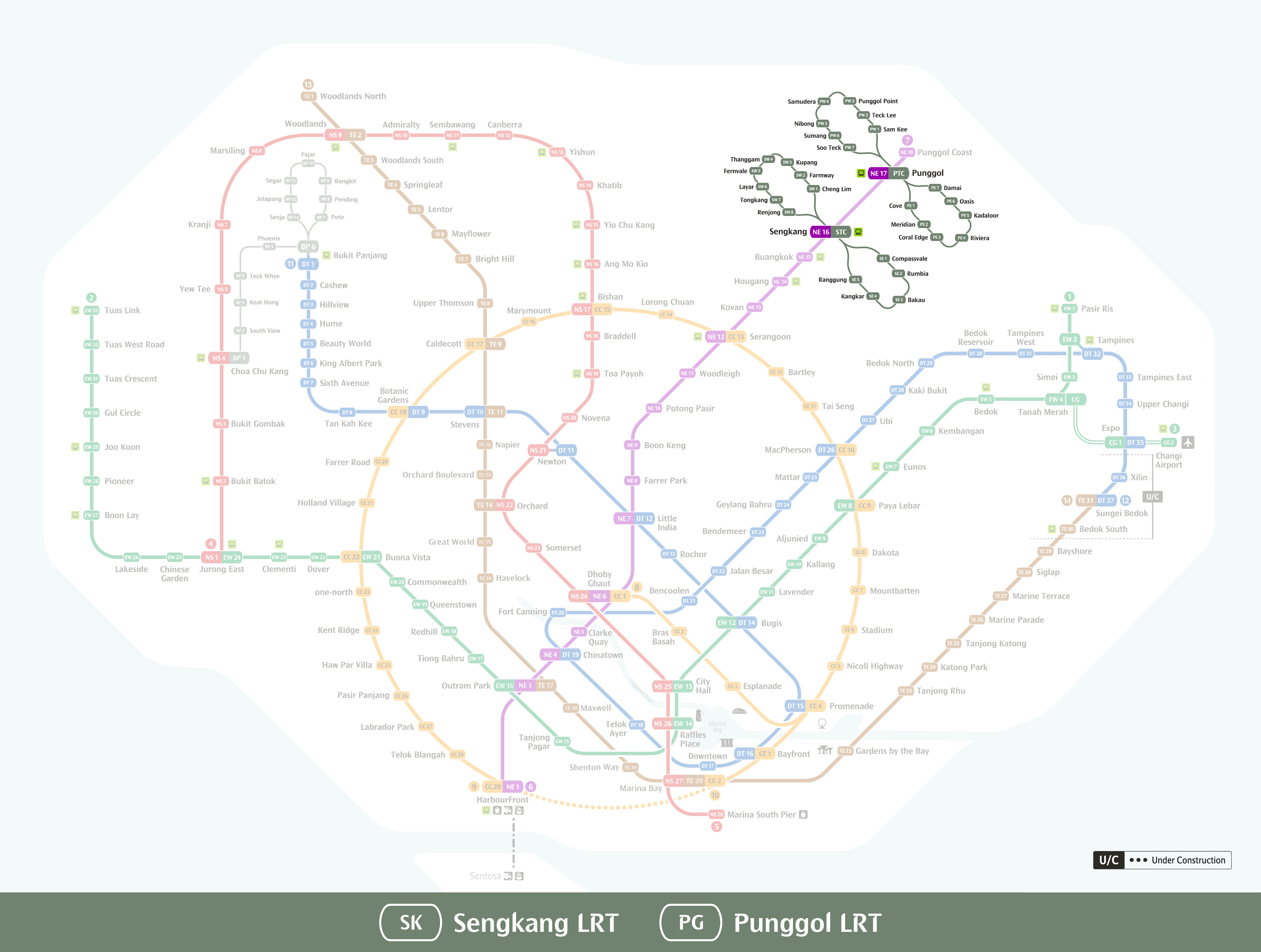 This is the system map for Sengkang-Punggol LRT.