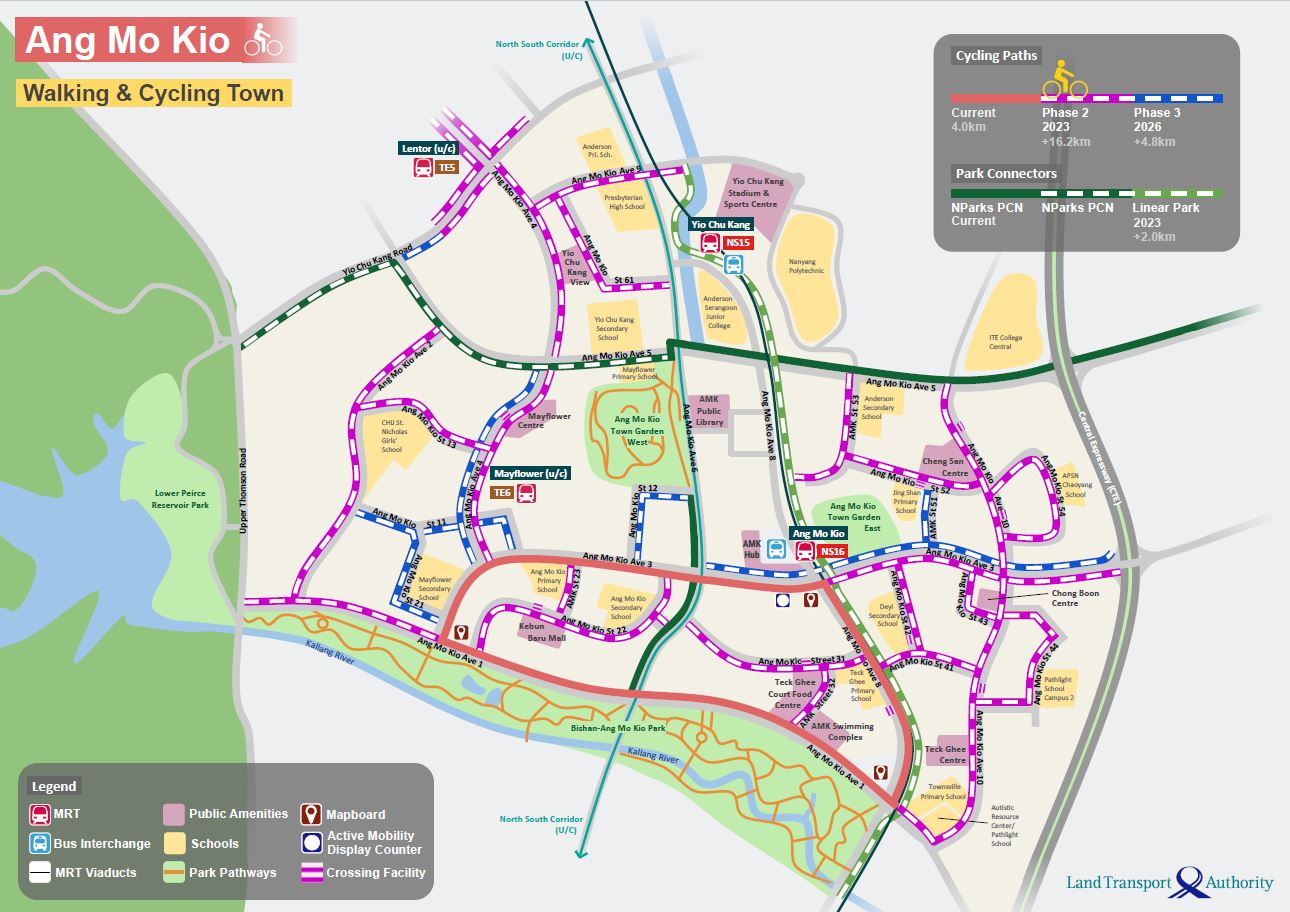 Artist impression of an elevated cycling path in Ang Mo Kio