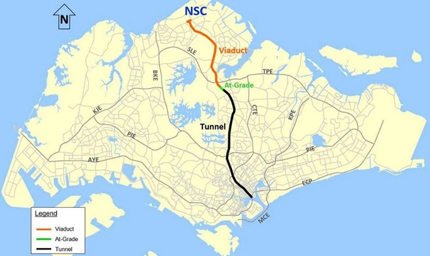 The stretch of the NSC north of SLE would be a viaduct, while the stretch south of SLE would be a tunnel