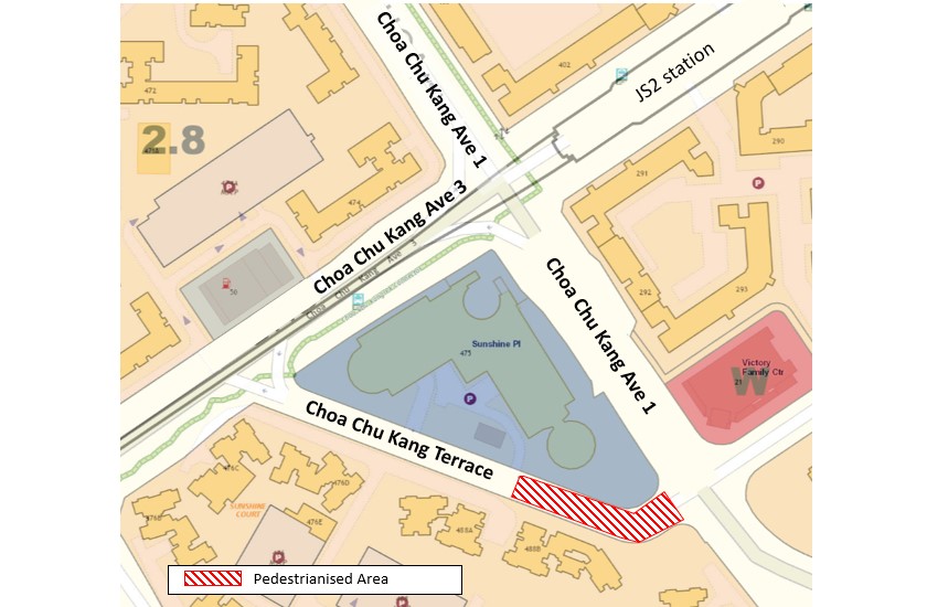 Location map of planned pedestrianisation at Choa Chu Kang Terrace Location map of planned pedestrianisation at Choa Chu Kang Terrace
