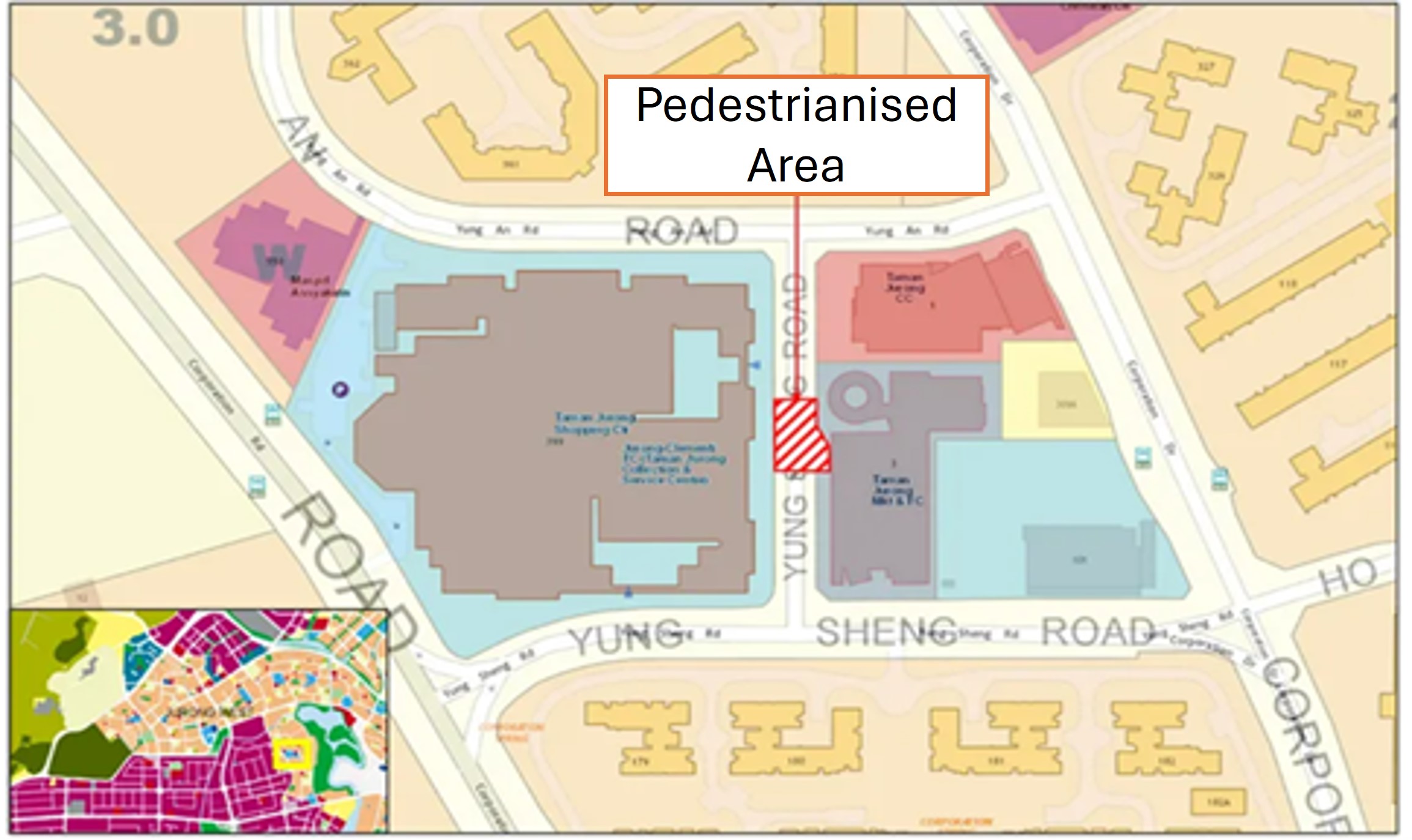 Location map of planned pedestrianisation at Yung Sheng Road Location map of planned pedestrianisation at Yung Sheng Road