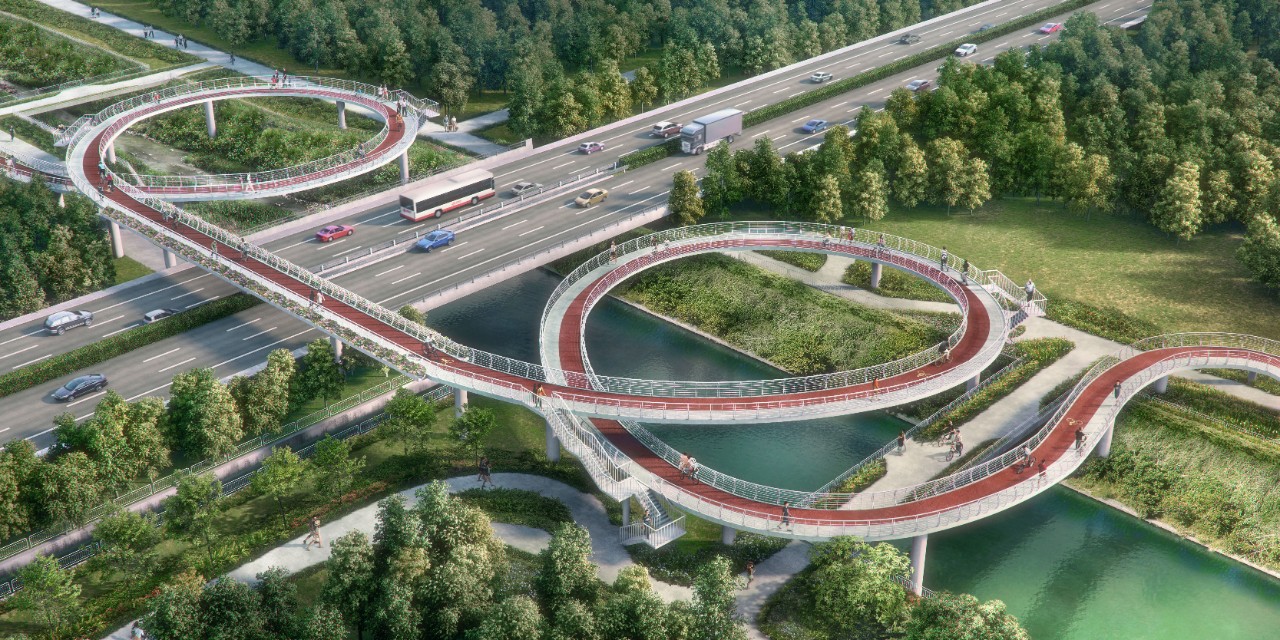 Cycling bridge over the Tampines Expressway to connect Tampines and Pasir Ris towns