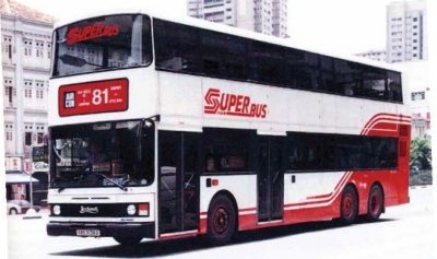 A double deck air-conditioned bus in the 1990s