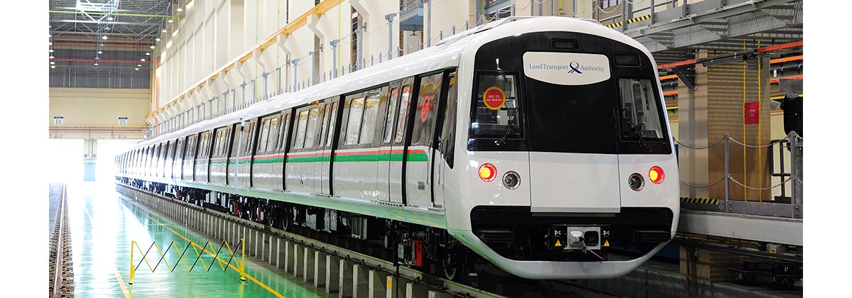 One of the new trains at Tuas Depot in 2018