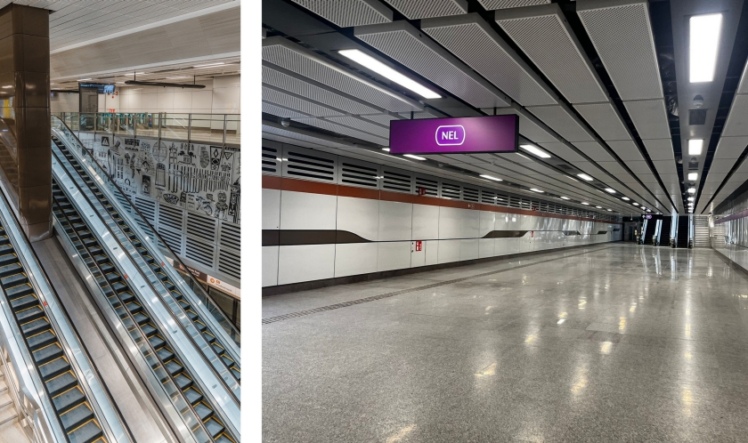 Image of walkways and escalator of Outram Park station