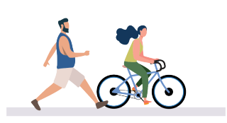 Graphic of cyclist and runner