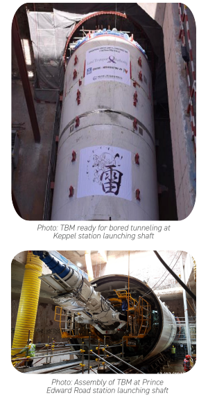 Image of tunnel boring machine ready for bored tunneling at Keppel station launching shaft