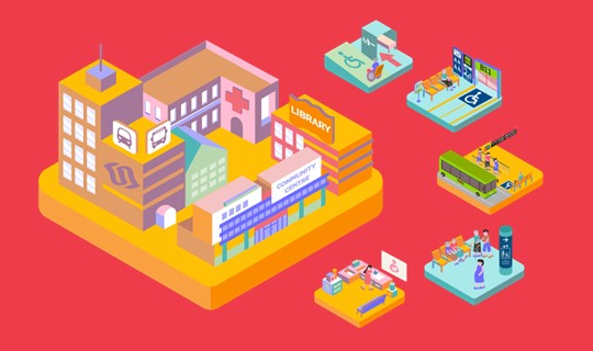 Graphic showing our integrated transport hub and amenities