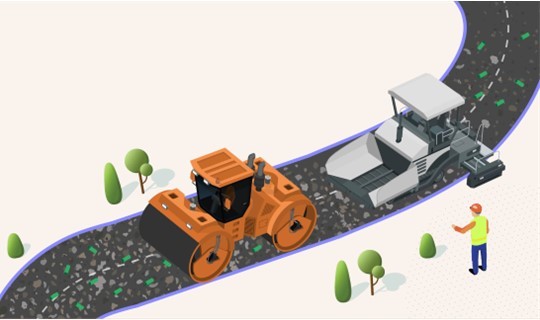 ConnectThumbnail_PlasticRoads Image of road being paved with eco-friendly materials