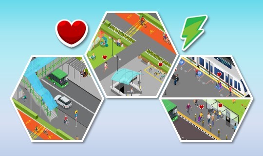 Graphic of walk, cycle and ride landscapes