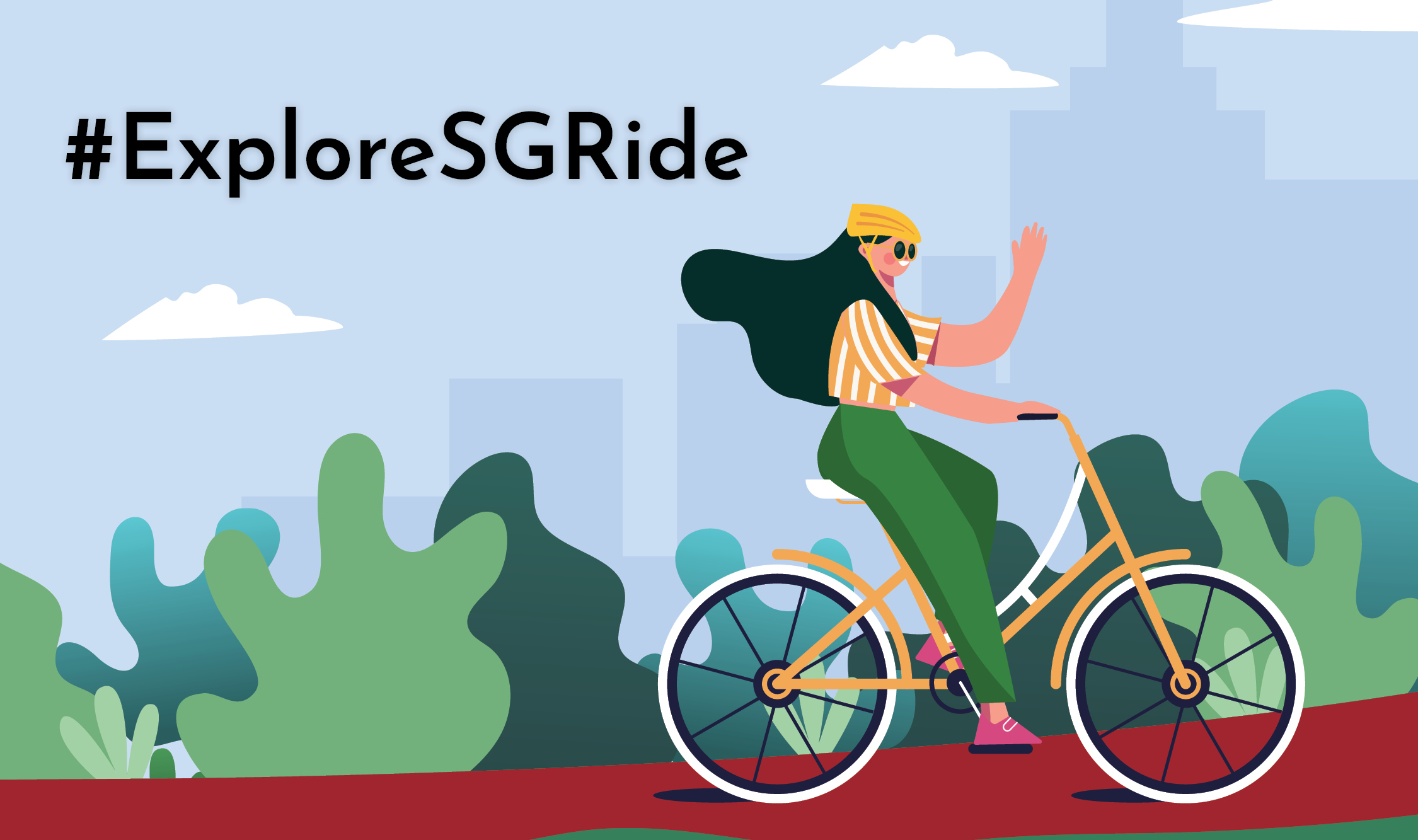 Graphic of girl cycling