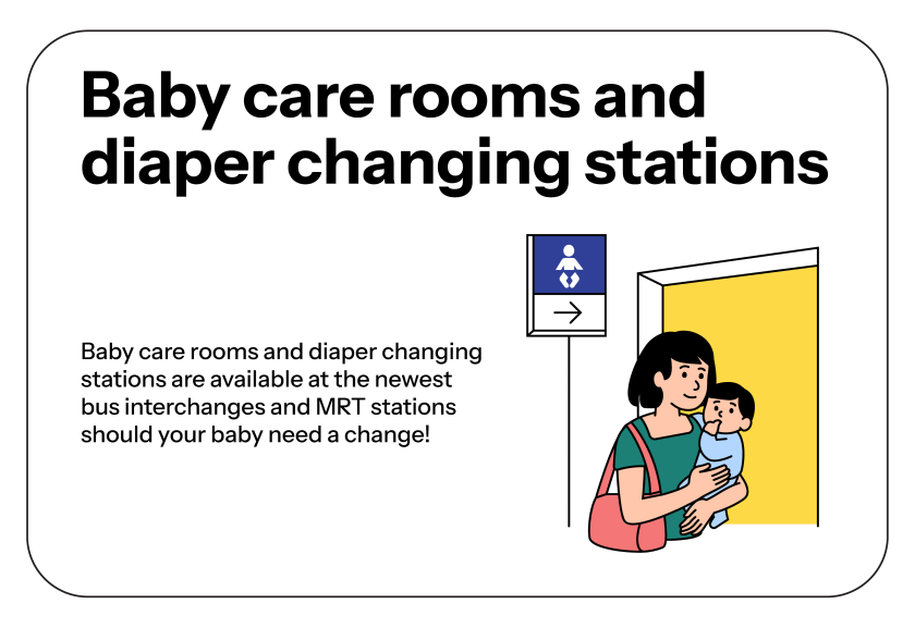 Graphic sharing tips on baby care rooms at MRT stations