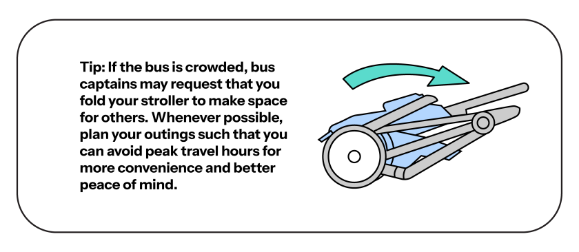 Graphic sharing tip for closing stroller on bus