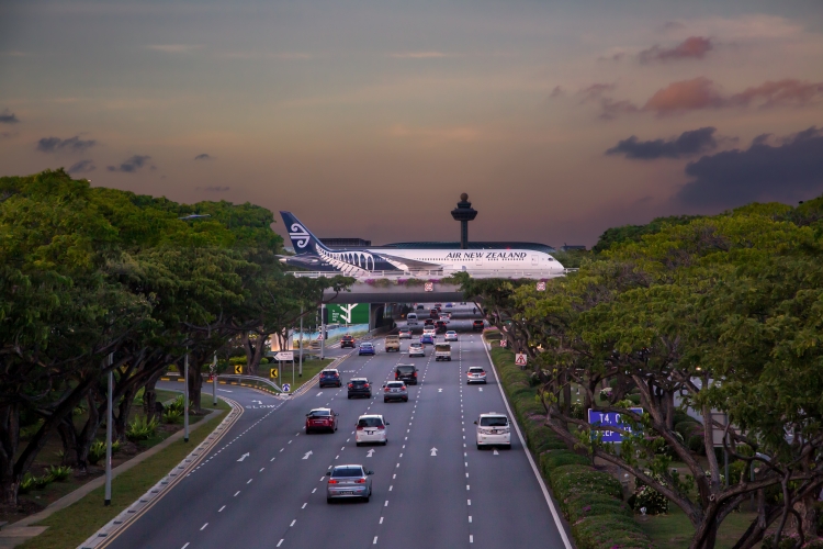 Image of taxiing bridge at Changi Airport