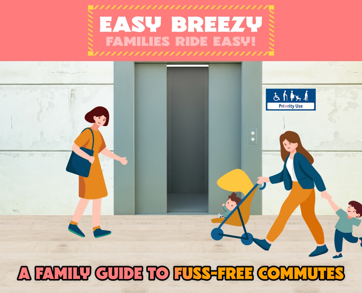 Hero Image of parents with kids near priority lift