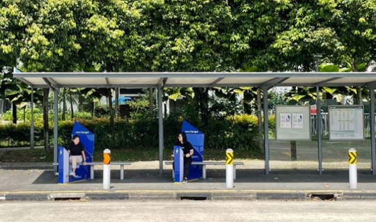 Image of bus stop with gym function - Project Recharge