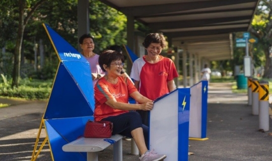 Image of bus stop with gym - Project Recharge
