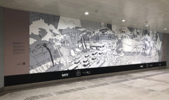 Image of decal at Orchard Boulevard station in Dec 2022